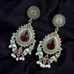 Oxidized Elephant Dangler Earrings with Pearl & Stone – Silver Plated Perfect Ethnic Jewelry
