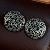 Silver plated floral art stud earrings for daily wear