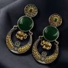 Two-tone ethnic elephant dangler earrings for women