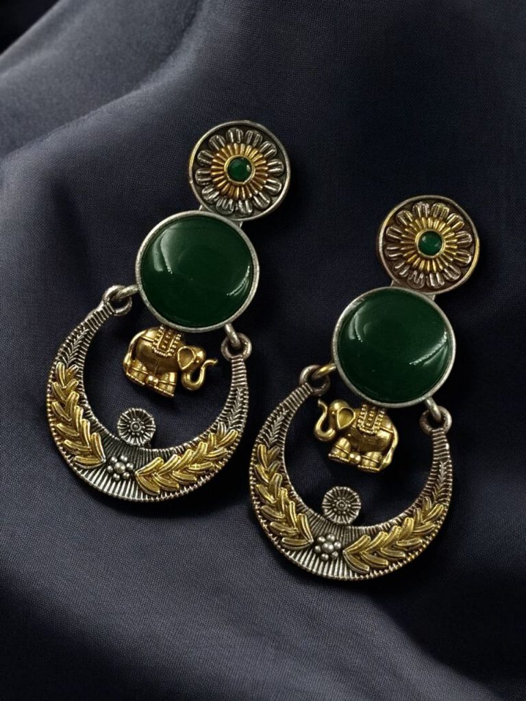 Bulk 372 Handmade Two-Tone Earrings | Traditional Ethnic Elephant Dangler Perfect Jewelry for Women - "Green"