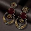 Two-tone ethnic elephant dangler earrings for women