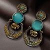 Two-tone ethnic elephant dangler earrings for women