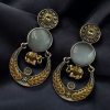 Two-tone ethnic elephant dangler earrings for women