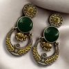 Two-tone ethnic elephant dangler earrings for women
