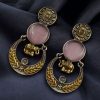 Two-tone ethnic elephant dangler earrings for women