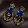 Two-tone ethnic elephant dangler earrings for women