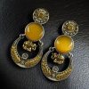 Two-tone ethnic elephant dangler earrings for women