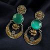 Two-tone ethnic elephant dangler earrings for women