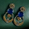 Two-tone ethnic elephant dangler earrings for women