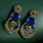 Handmade Two-Tone Earrings | Traditional Ethnic Elephant Dangler Perfect Jewelry for Women - "Blue"