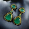 Gold plated Monalisa stone dangler earrings – ethnic and designer jewelry for women.