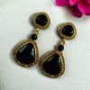 Gold plated Monalisa stone dangler earrings – ethnic and designer jewelry for women.