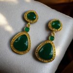 Gold Plated Dangler Earrings with Monalisa Stone – Unique Designer Jewelry for Women