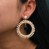 Elegant round stud earrings with sparkling stone detailing, ideal for everyday wear and special occasions