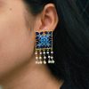 Premium gold plated brass Meenakari stud earrings with vibrant enamel detailing, perfect for traditional and festive occasions.