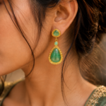 Gold Plated Dangler Earrings with Monalisa Stone – Unique Designer Jewelry for Women