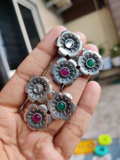Premium Silver Replica Flower Stud Earrings Jewelry