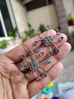 Silver Replica Light Weight Earrings with Stone & Stud Style