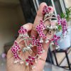 Unique Silver Replica Stone Dangler Peacock Earrings for Women