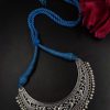 Traditional pearl floral art choker necklace with adjustable thread for ethnic wear.