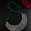 Traditional pearl floral choker necklace with adjustable thread for ethnic wear.