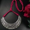 Traditional pearl floral choker necklace with adjustable thread for ethnic wear.