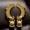 Gold Plated Peacock Earcuff with Stone and Pearl Work
