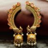 Gold Plated Peacock Earcuff with Stone and Pearl Work
