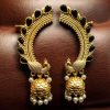 Gold Plated Peacock Earcuff with Stone and Pearl Work