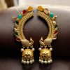 Gold Plated Peacock Earcuff with Stone and Pearl Work