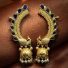Gold Plated Peacock Earcuff with Stone and Pearl Work