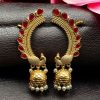 Gold Plated Peacock Earcuff with Stone and Pearl Work