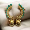 Gold Plated Peacock Earcuff with Stone and Pearl Work