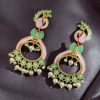 Gold Plated Meenakari Peacock Earrings with Pearl Drops – Lightweight Ethnic Jewelry
