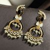 Gold Plated Meenakari Peacock Earrings with Pearl Drops – Lightweight Ethnic Jewelry