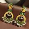 Gold Plated Meenakari Peacock Earrings with Pearl Drops – Lightweight Ethnic Jewelry