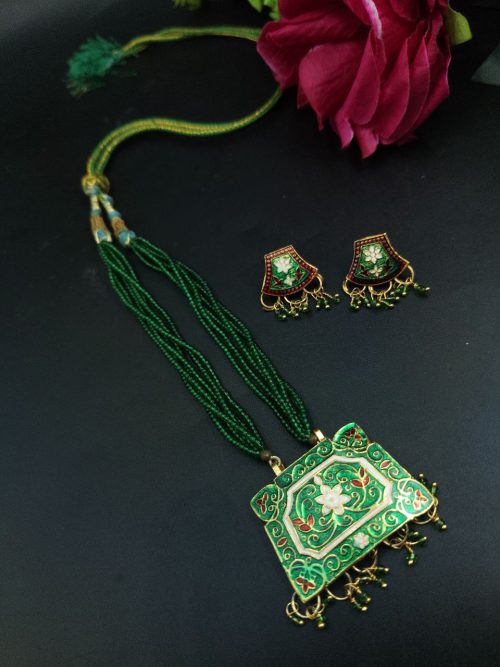 Traditional Kundan Meena Necklace Set | Gold Plated Ethnic Jewelry for Wedding Wear