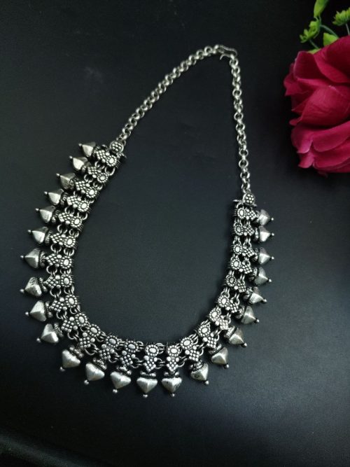 German Silver Oxidized Choker Necklace | Elegant Daily Wear Jewelry for Women