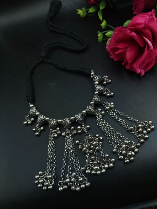 Unique Design German Silver Necklace | Adjustable Thread Ethnic Jewelry for Women