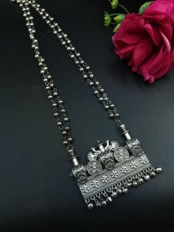 Traditional Peacock Necklace | German Silver Plated Ethnic Jewelry for Women