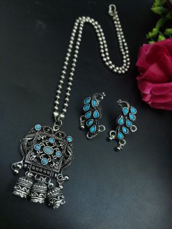 Ethnic Stone Floral Art Necklace Set | Traditional Jewelry with Elegant Design for Women