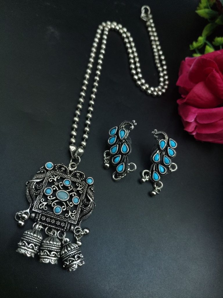 Ethnic Stone Floral Art Necklace Set | Traditional Jewelry with Elegant Design for Women