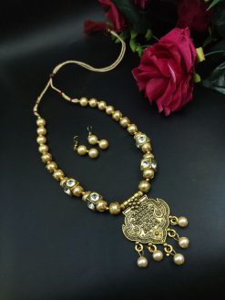 Gold Plated Long Peacock Necklace | Elegant Party Wear Jewelry for Women