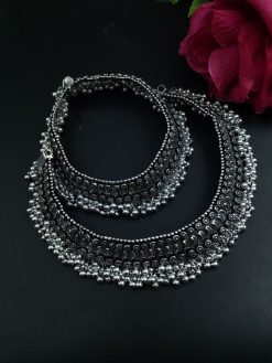 Ethnic Silver Plated Anklet | Traditional Payal Design for Women