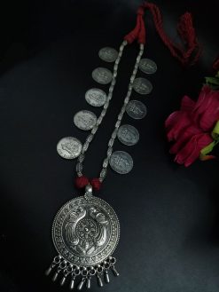 Long German Silver Necklace | Adjustable Thread Ethnic Jewelry for Women