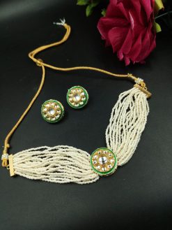 Kundan Meena Necklace Set | Elegant Traditional Jewelry with Pearl Work
