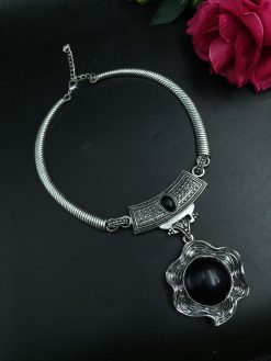 Oxidized Silver Plated Hasli Necklace | Traditional Statement Jewelry for Women