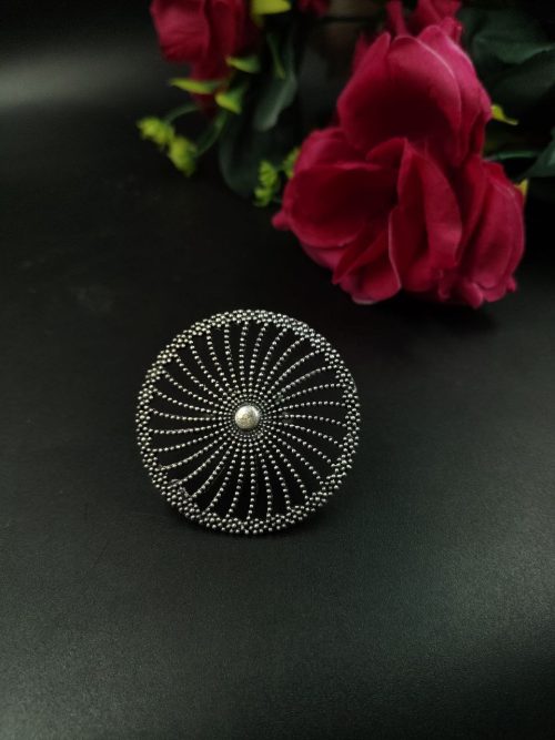 Silver Plated Oxidized Ring for Women | Elegant German Silver Rings for Special Occasions