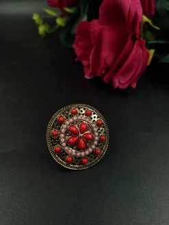 Gold Plated Stone Ring for Women | Ethnic Party Wear Adjustable Best Jewelry