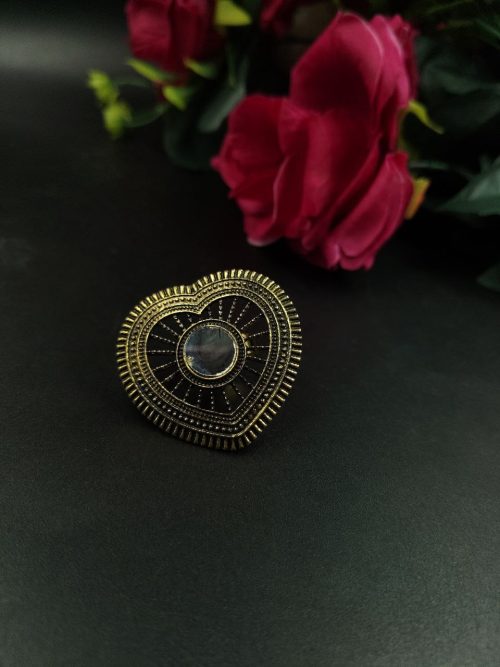 Gold Plated Heart Shape Ring | Adjustable for Daily & Party Wear Jewelry Gift For Her - Image 2